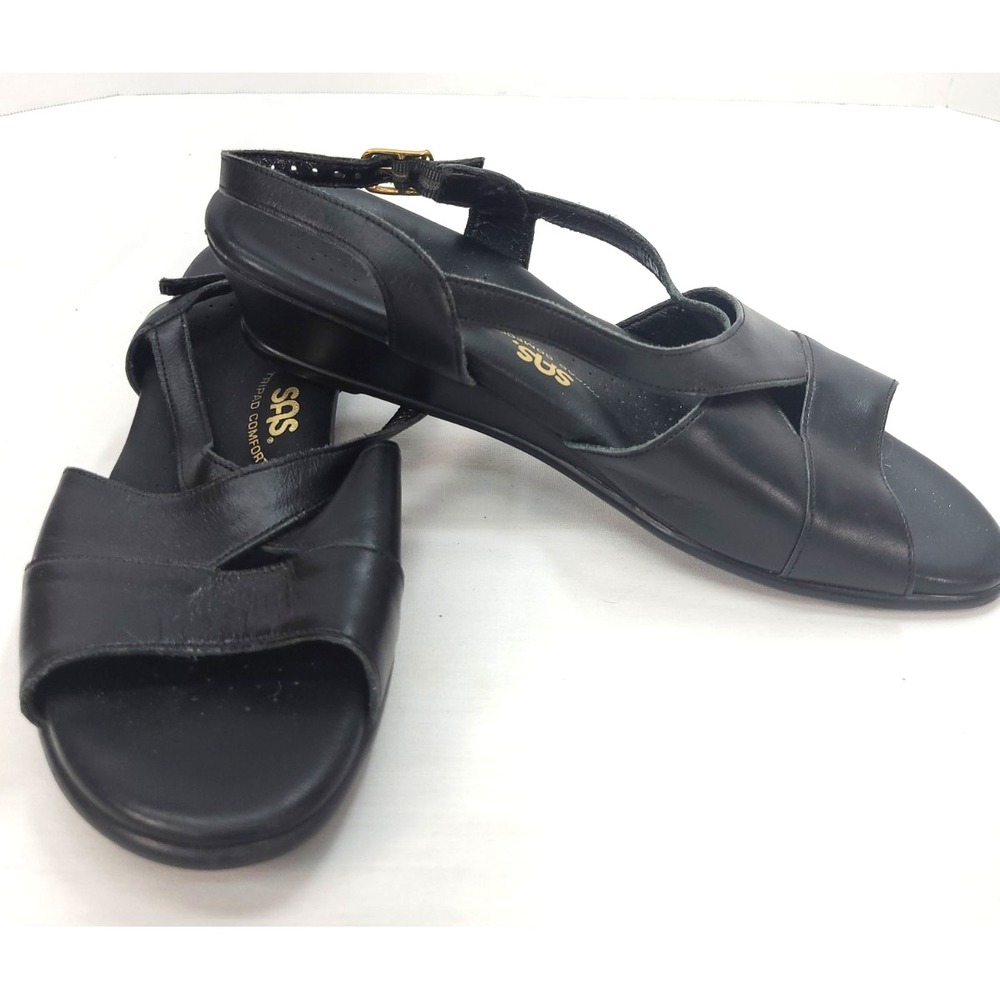 SAS Caress Cross Strap Wedge Sandals Tripad Comfort Sz 9 Made in USA